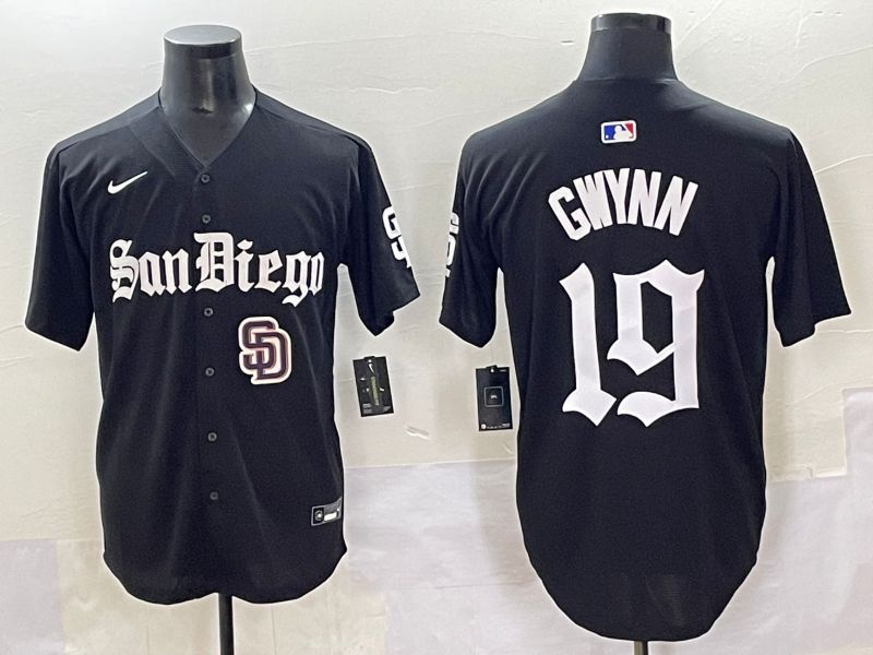 Men 2025 San Diego Padres #19 Gwynn Black Five generations Joint Name Nike MLB Jersey style 11->san diego padres->MLB Jersey